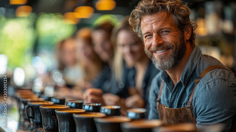 Delightful Gathering of Coffee Enthusiasts Enjoying Freshly Brewed Tasting Experience at a Cozy Cafe Delightful Gathering of Coffee Enthusiasts Enjoying Freshly Brewed Tasting Experience at a Cozy Cafe
