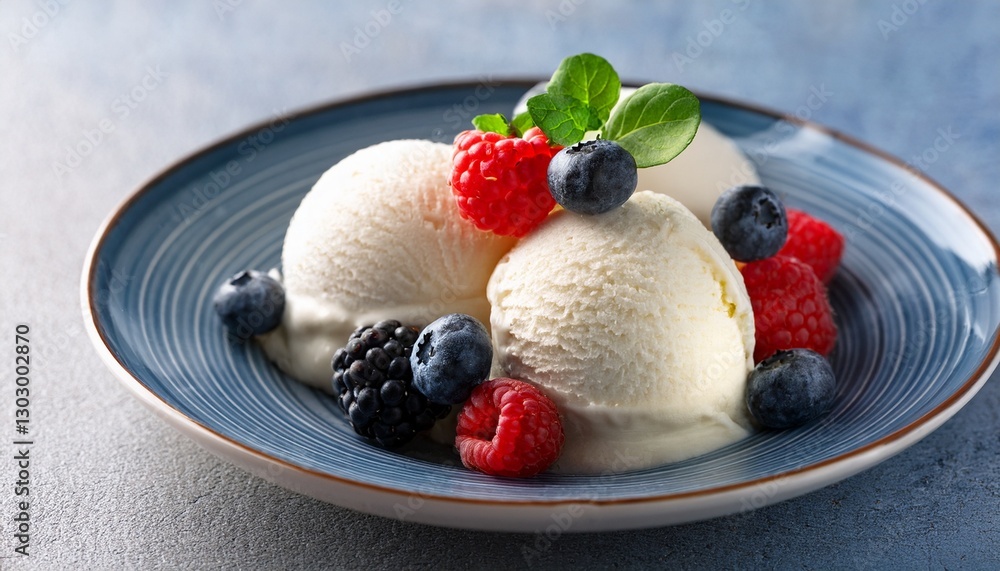 vanilla ice cream with berries vanilla ice cream with berries