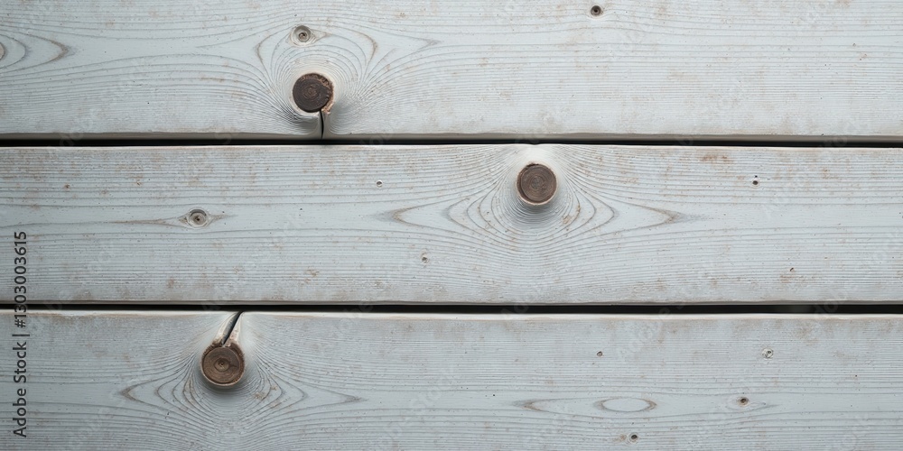Naklejka premium Light Grey Weathered Wooden Planks Background Texture Showing Natural Grain and Knots