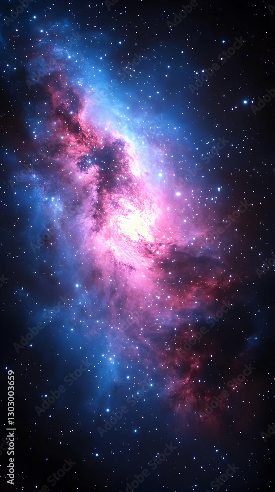Fototapeta premium Vibrant Pink And Blue Nebula In Deep Space