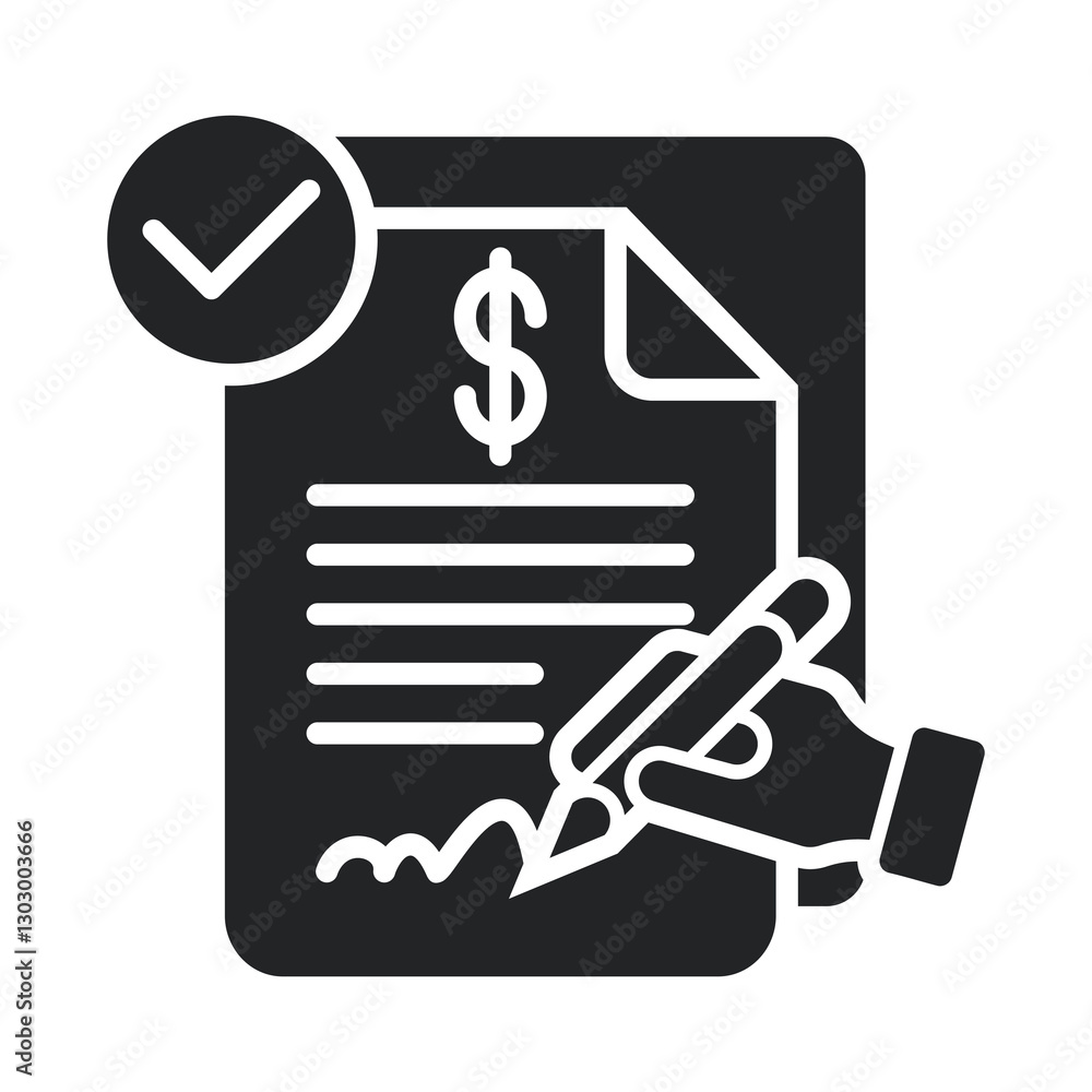 Contract Icon Glyph Style. Vector Illustration For Graphic Design Contract Icon Glyph Style. Vector Illustration For Graphic Design
