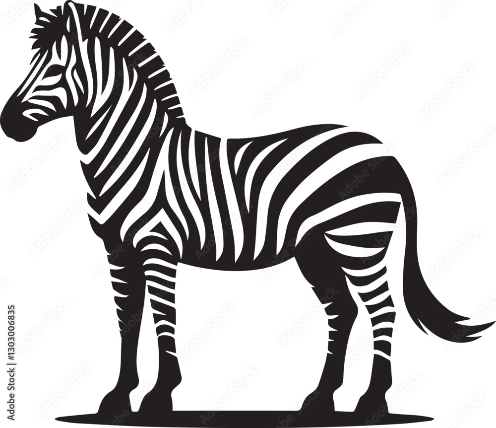 Obraz premium black zebra vector illustration, zebra vector, zebra silhouette logo vector, zebra vector black and white background full body