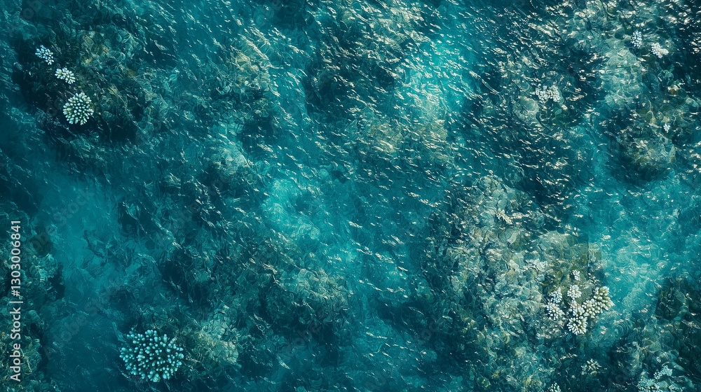 Fototapeta premium Aerial View of Vibrant Coral Reef Ocean