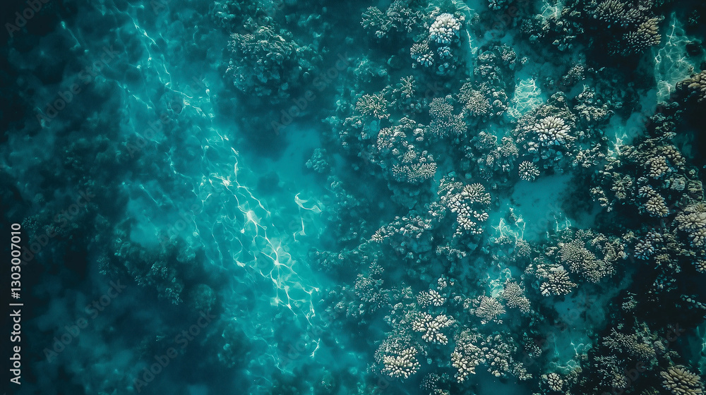 Fototapeta premium Aerial View of Vibrant Underwater Coral Reef