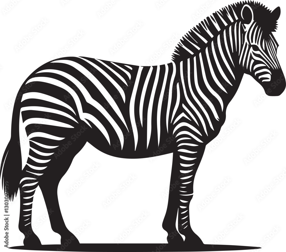 Fototapeta premium black zebra vector illustration, zebra vector, zebra silhouette logo vector, zebra vector black and white background full body