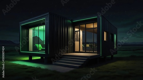 Modern house in the night