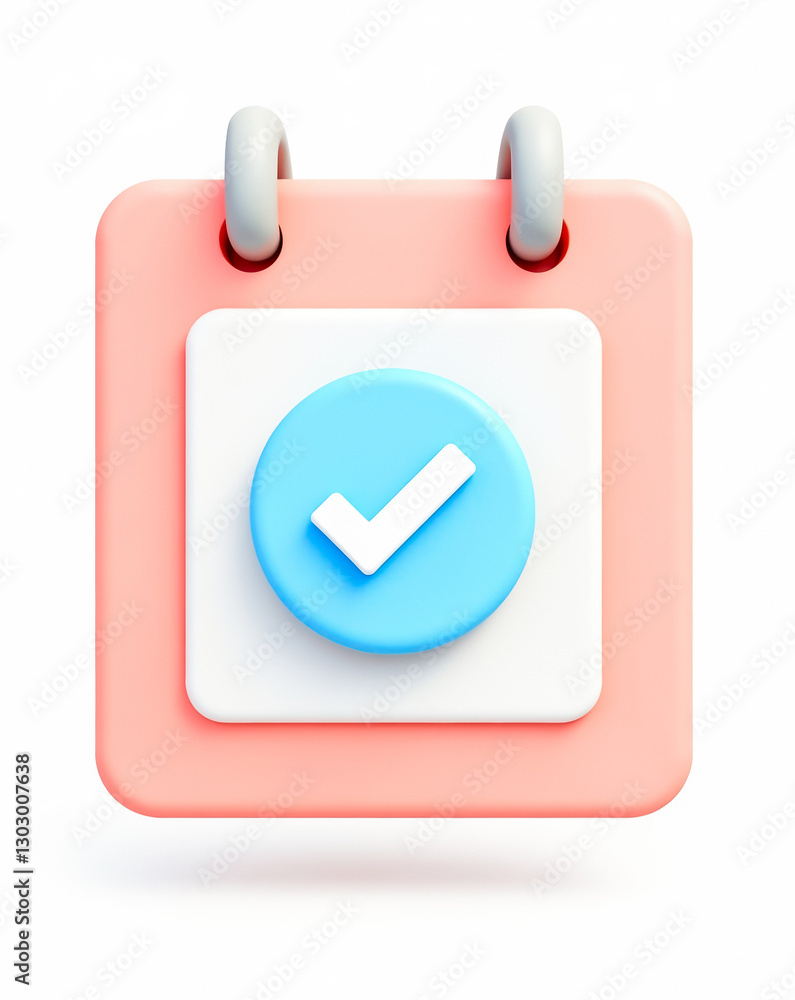 3d rendered pastel calendar with checkmark 3d rendered pastel calendar with checkmark