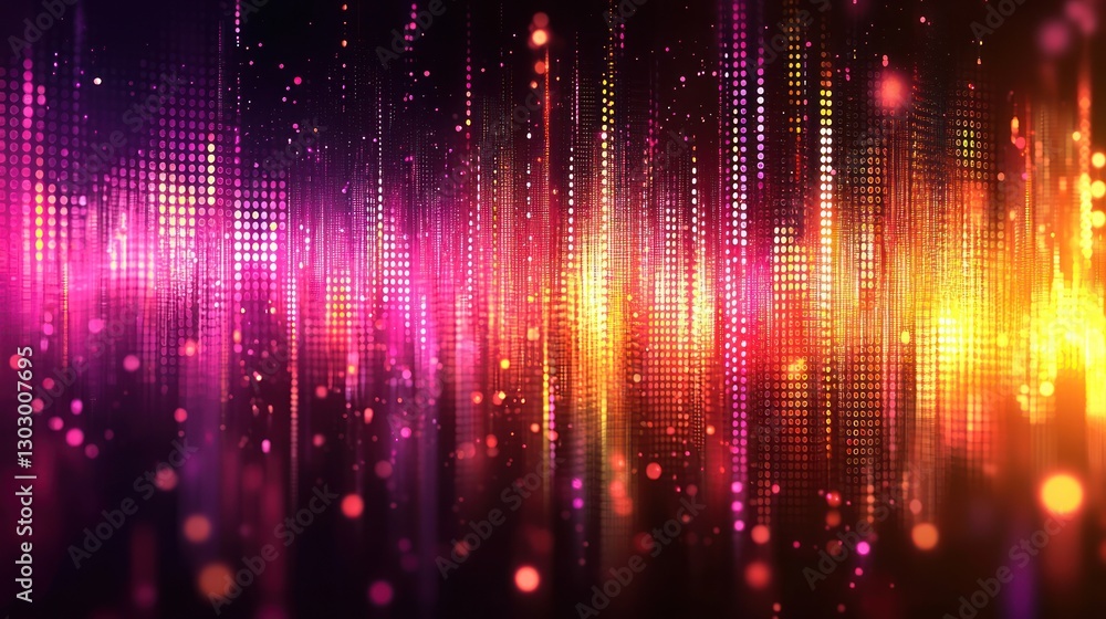 Obraz premium Abstract Colorful Graphic Equalizer with Dotted Patterns and Bokeh Effect