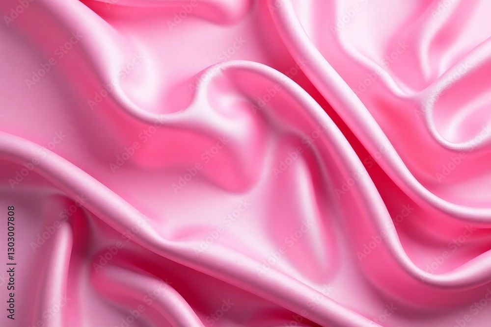 Obraz premium Soft pink silk fabric draping in elegant waves, textile, silk