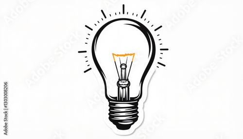 Stylish incandescent bulb design on crisp white background, modern elegance