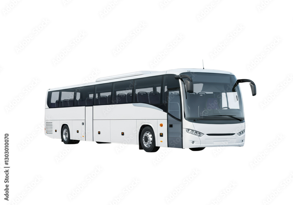 Blank white intercity bus ready for transport, ideal for services or promotional uses Blank white intercity bus ready for transport, ideal for services or promotional uses