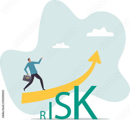 High risk high return stock market investment, trade off of risky investment asset rewarding growth return.business concept.flat character.