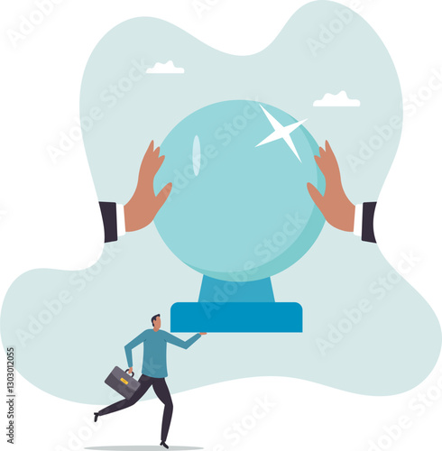 Business forecast, investment stock market prediction or super power to see future, fortune teller to see opportunity .business concept.flat character.