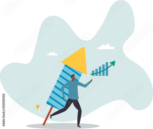 Start business, startup or begin new company, boost business acceleration, fast rising or courage entrepreneur, creativity to win.business concept.flat character.