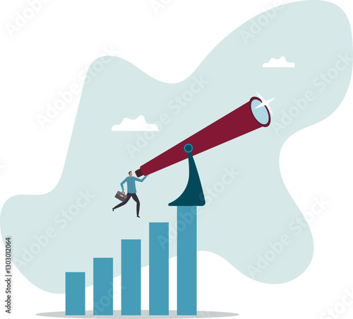 Business forecast, visionary to discover opportunity, searching for future advantage trend, stock market investment or economic data,business concept.flat character.