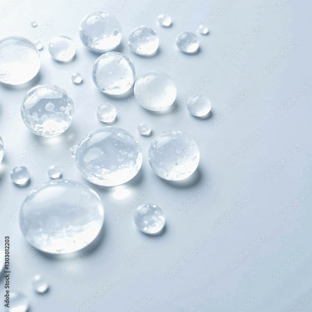 Fresh Water Droplets on a White Background, Creating a Minimalist and Clean Aesthetic for Wellness and Hydration Concepts Fresh Water Droplets on a White Background, Creating a Minimalist and Clean Aesthetic for Wellness and Hydration Concepts