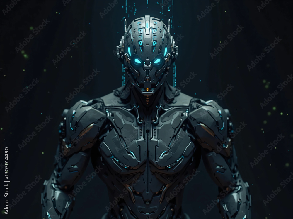 Fototapeta premium cyber woman with futuristic 3d render