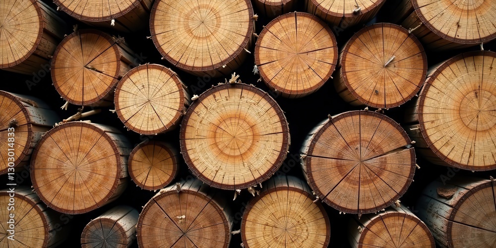A Stack of Circular Wood Cross Sections, Showing the Natural Rings and Texture of the Timber A Stack of Circular Wood Cross Sections, Showing the Natural Rings and Texture of the Timber