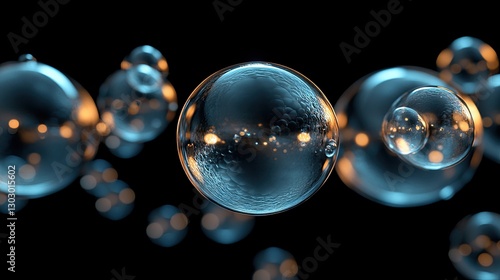 Abstract spheres floating in space