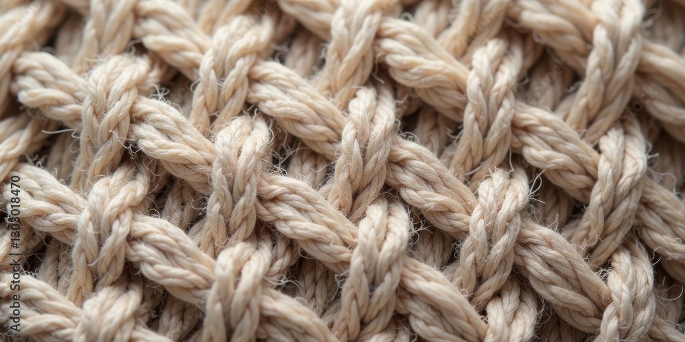 Close-up Detailed Texture of Interwoven Natural Fiber Ropes Showing Complex Knotting and Textural Detail Close-up Detailed Texture of Interwoven Natural Fiber Ropes Showing Complex Knotting and Textural Detail