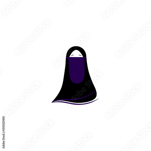The niqab hijab is black on a white background