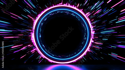 Wallpaper Mural Vivid Pulsating Light Circle with Dynamic Neon Stream Effects Torontodigital.ca