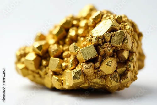 Wallpaper Mural Pyrite crystal in natural formation, isolated on white, geology, shiny, pyrite Torontodigital.ca