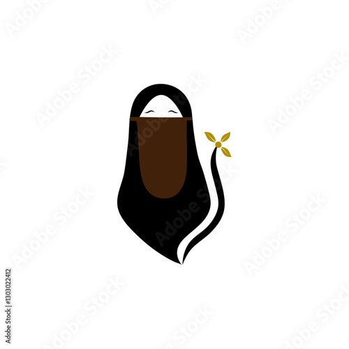 The niqab hijab is black on a white background