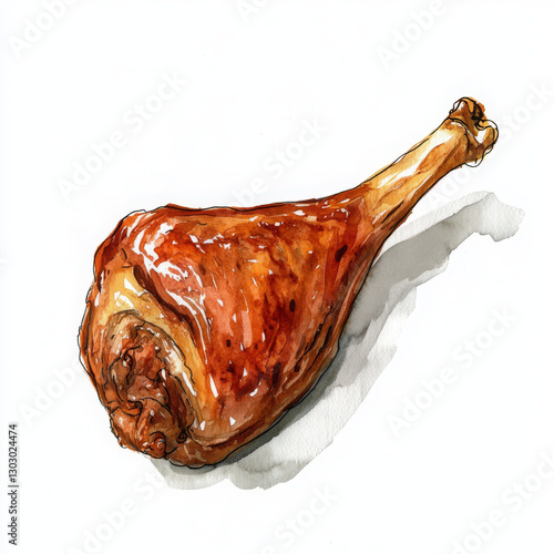 Juicy roasted turkey leg with crispy skin, perfect for festive meals