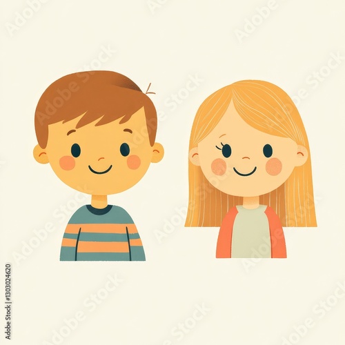 illustration of two friendly, cartoon characters vector on isolated background