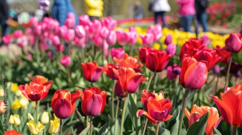 A Colorful Bloom of Tulips in Springtime Elegance