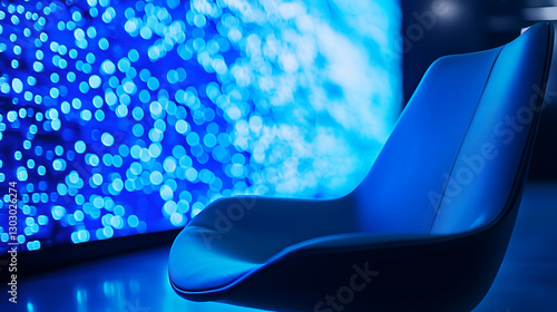 Modern blue chair and contemporary furniture in sleek interior design