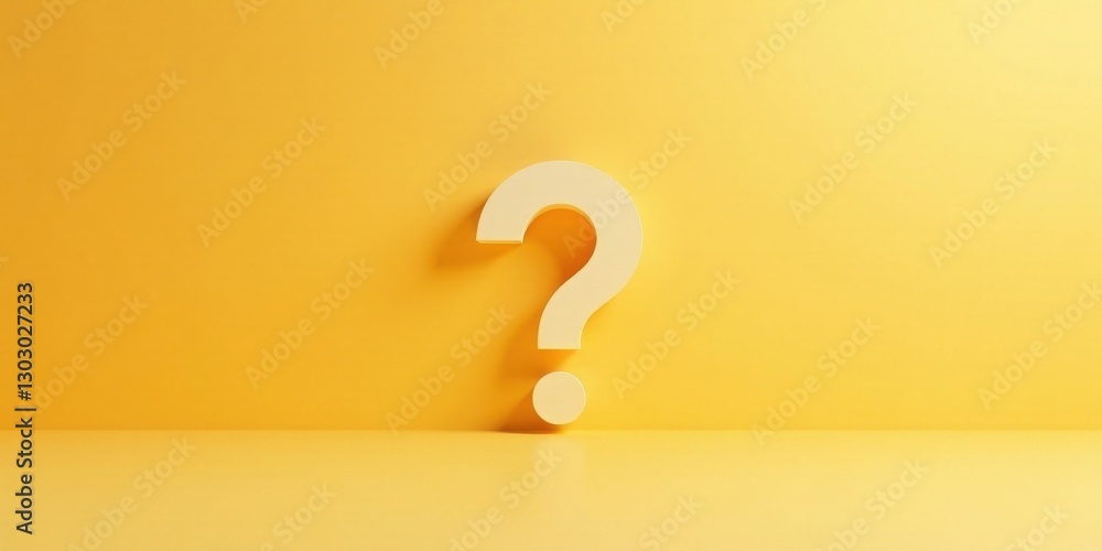 A Pale Yellow Question Mark Stands Alone Against a Solid Background, Representing Uncertainty and the Search for Answers A Pale Yellow Question Mark Stands Alone Against a Solid Background, Representing Uncertainty and the Search for Answers