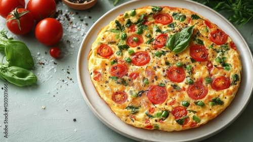 thai omelette on white plate isolated,cartoon illustration