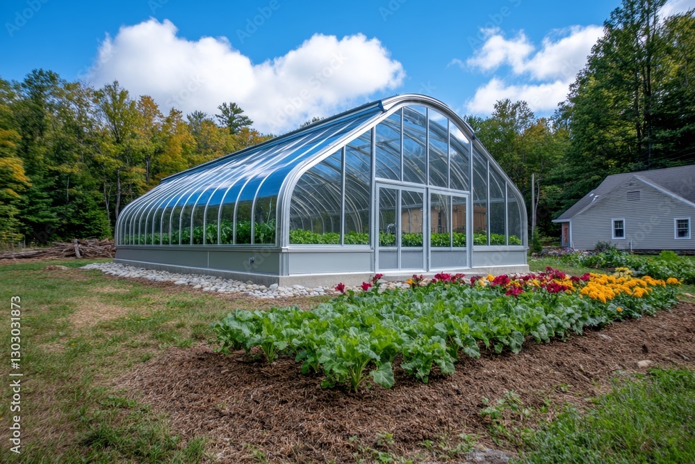 A solar-powered greenhouse growing fresh vegetables using clean energy A solar-powered greenhouse growing fresh vegetables using clean energy