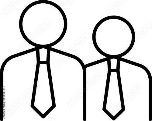 Two abstract figures in ties line icon