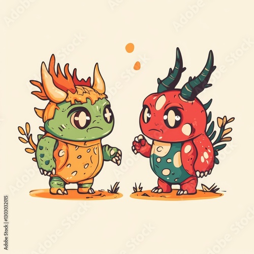 multiple mascots, trying to collaborate with each other, vector illustartion