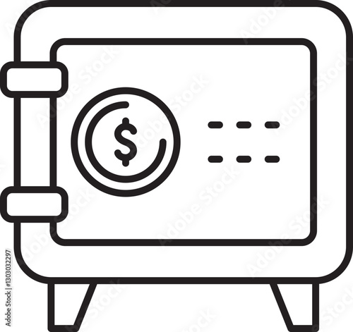 Safe with dollar symbol icon line icon