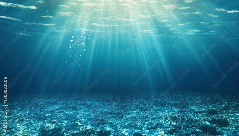 Obraz premium Tranquil Underwater Scene With Abstract Blue Deep Sea Elements - Ideal For Underwater Creativity And Relaxation With Ample Copy Space