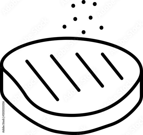 Grilled steak with seasoning illustration line icon