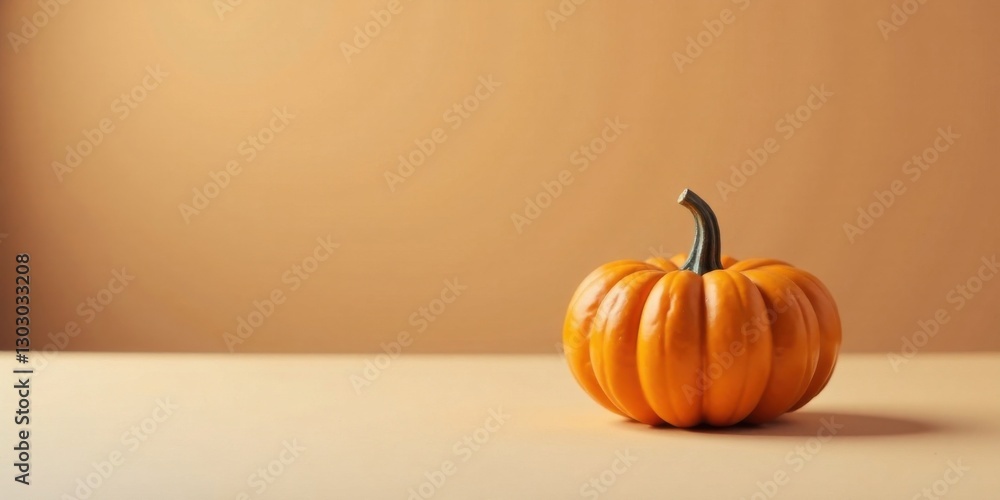 A Single Autumn Pumpkin on a Neutral Background, Perfect for Seasonal Designs and Fall-Themed Projects A Single Autumn Pumpkin on a Neutral Background, Perfect for Seasonal Designs and Fall-Themed Projects