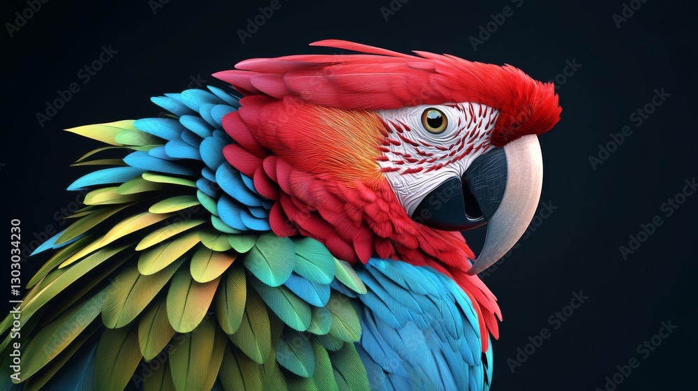 Obraz premium Vibrant portrait of scarlet macaw with colorful plumage