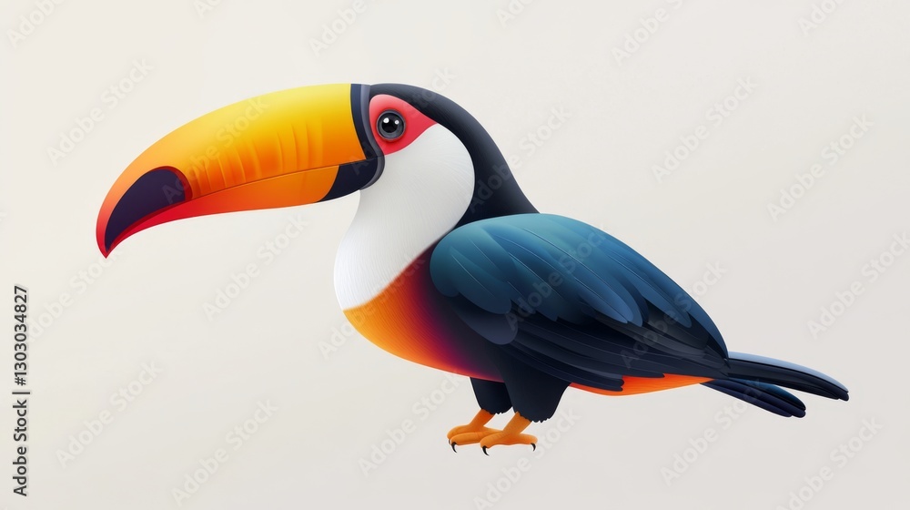 Colorful toucan illustration with vibrant beak and feathers on light background Colorful toucan illustration with vibrant beak and feathers on light background