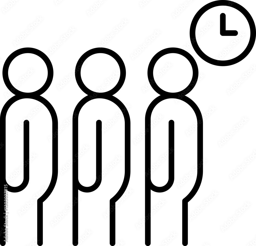 Waiting in line illustration line icon Waiting in line illustration line icon