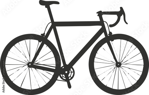 Silhouette of a road bicycle on a white background.