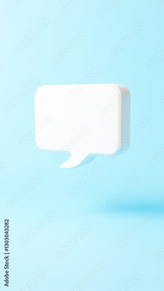 Naklejka premium floating 3d white speech bubble on light blue background