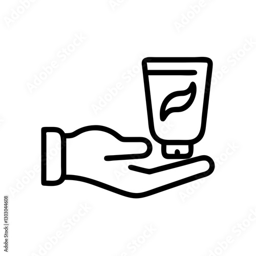 Hand cream tube in hand icon on transparent background for beauty and self-care concept
