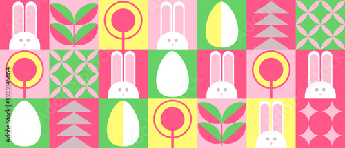 Easter vector background. Abstract background. Minimalist mosaic style. Holiday print.