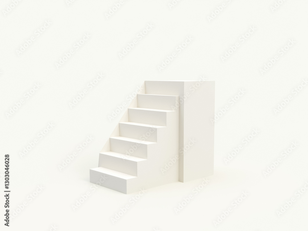 seven-step minimalist white staircase with wall seven-step minimalist white staircase with wall