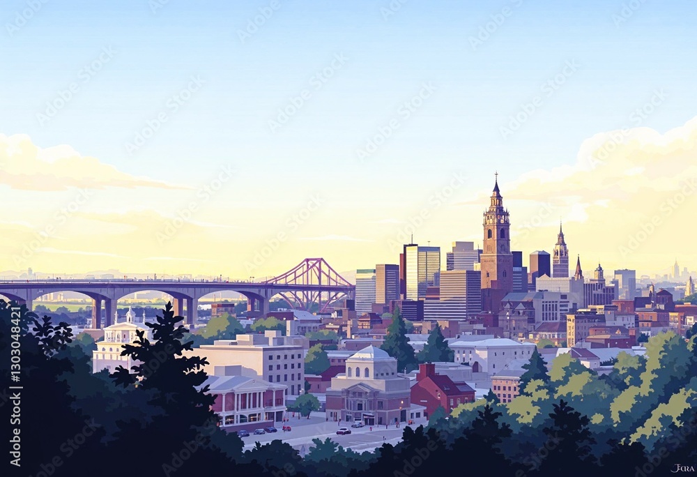 Fototapeta premium ciudad con puente